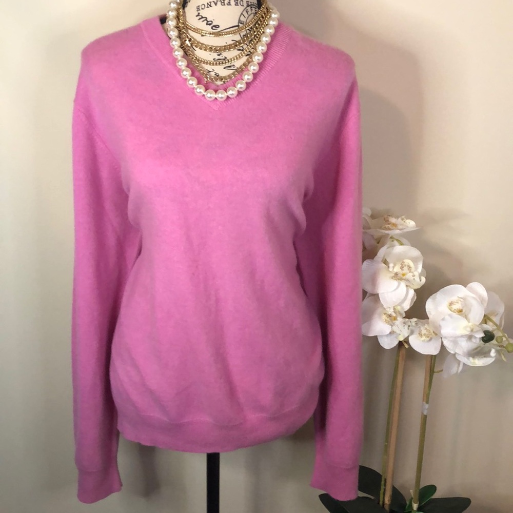 Qi New York Cashmere Pink Sweater Sz L